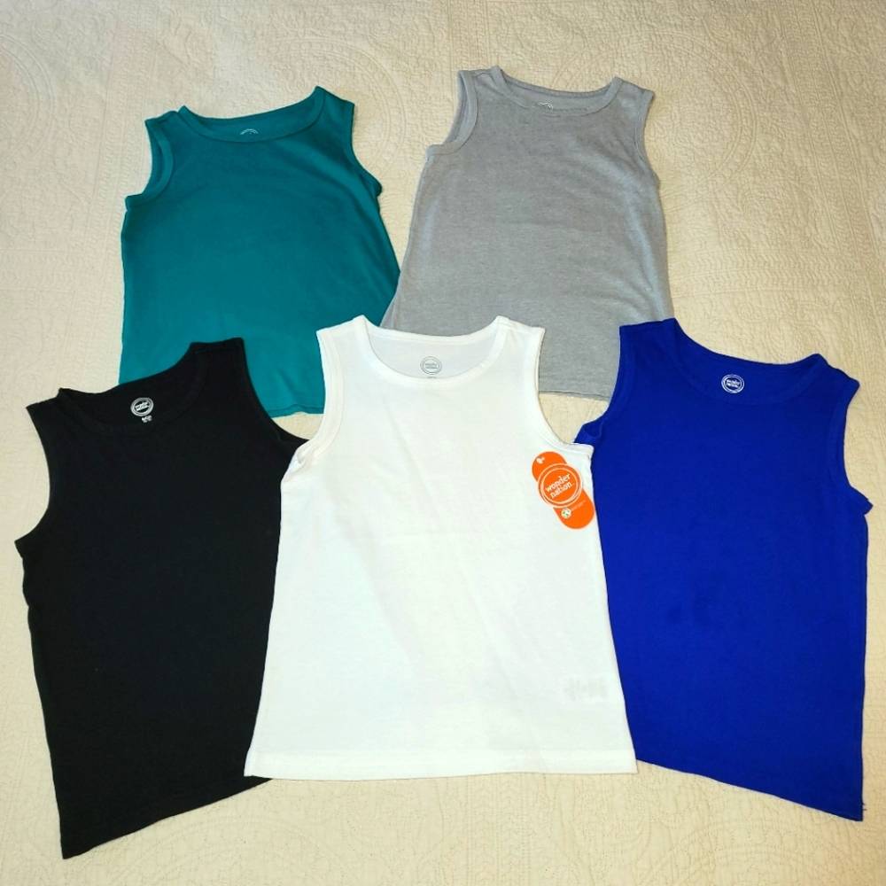 Boys plain tanks - size 6/7
